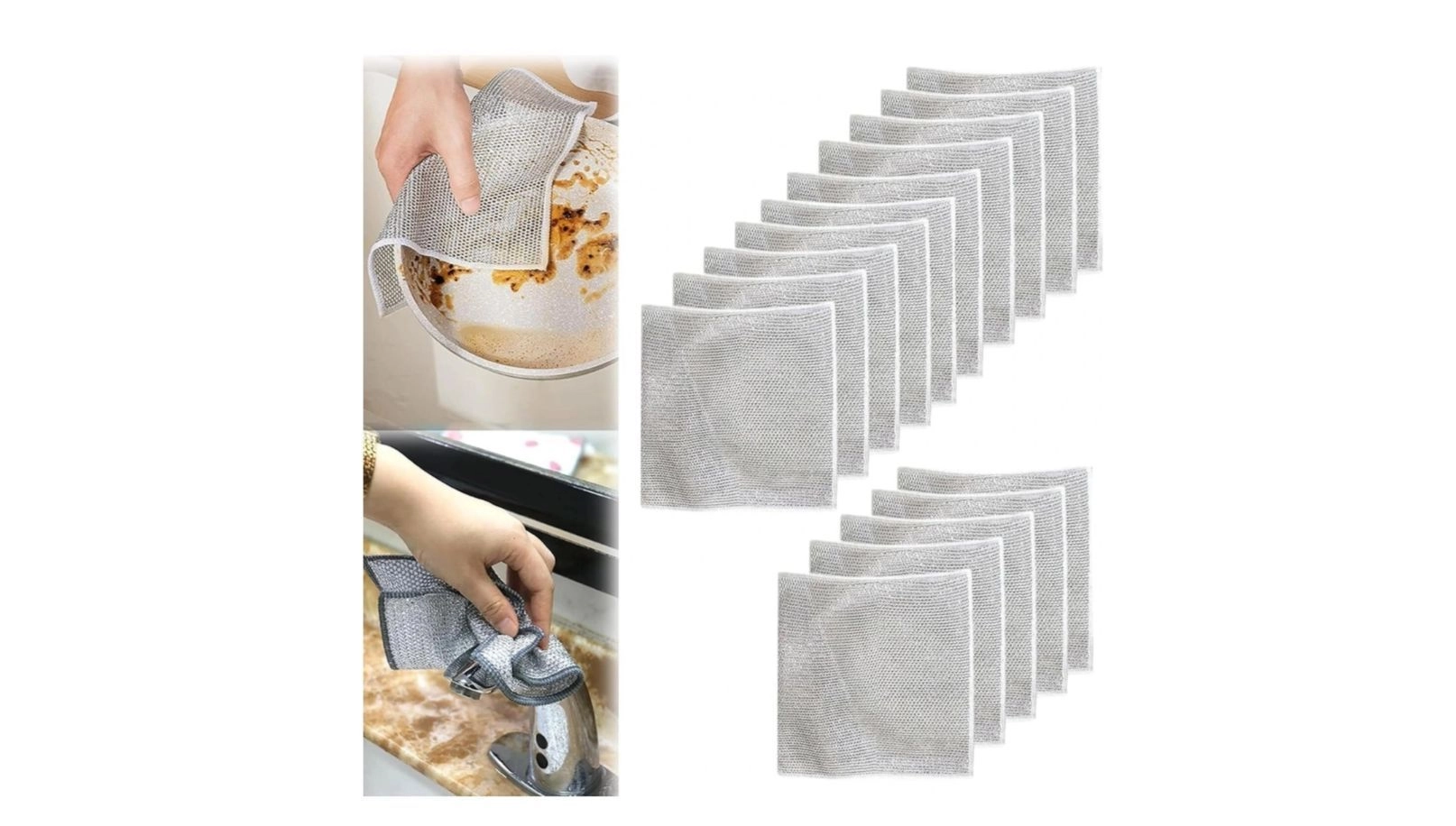 Reusable Non Scratch Wire Dishcloth for Kitchen, Multipurpose Dishwashing Cleaning Cloth for Sink, Pots & Pans