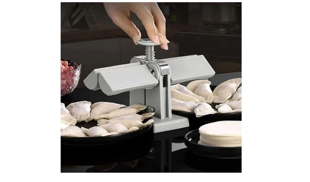 Household Double Head Automatic Dumpling Maker Mould - Stainless Steel Dumpling Maker, Wrap Two At A Time, Safety ABS material, Easy-tool for Dumpling, Kitchen Accessories (Silver) 2