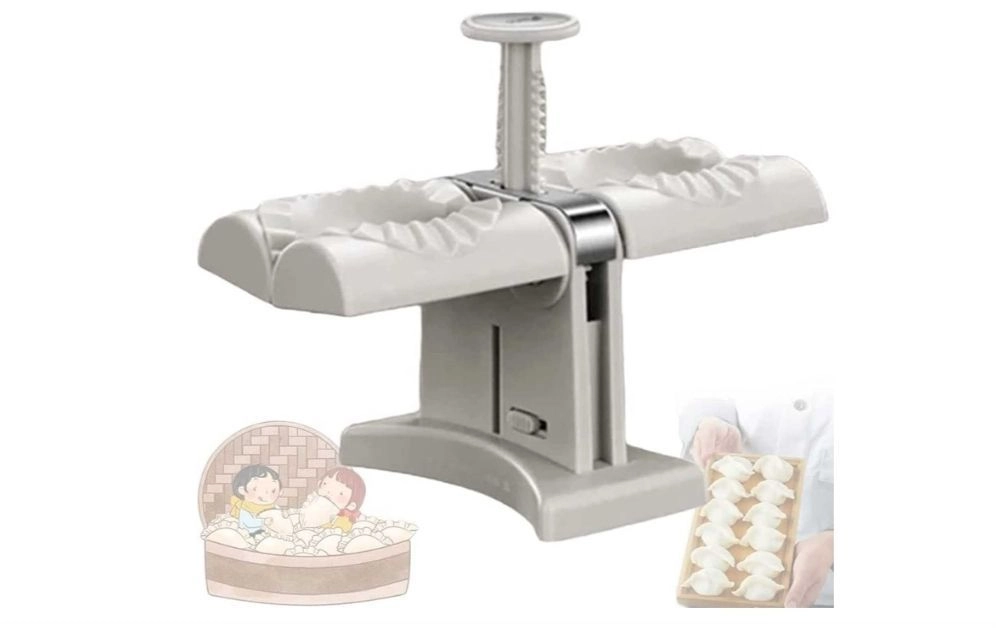 Household Double Head Automatic Dumpling Maker Mould - Stainless Steel Dumpling Maker, Wrap Two At A Time, Safety ABS material, Easy-tool for Dumpling, Kitchen Accessories (Silver) 7