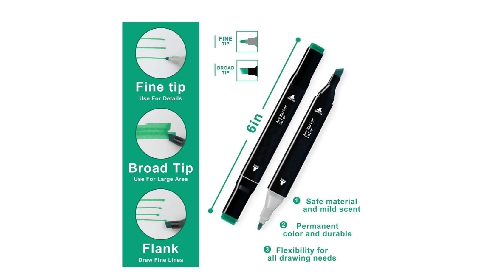 Dual-Tip Marker Pen Set for Drawing & Sketching | Alcohol-Based Art Markers with Broad & Fine Tip | Highlighter Marker Pens for Kids, Students & Artists | Pack Zipper Carry Case (24) 4