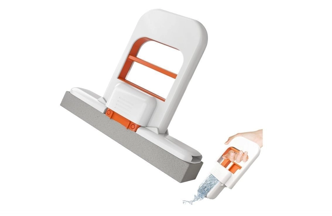 Mini Foldable Desktop Mop for Kitchen | Self-Squeeze Sponge Mop for Wet & Dry Cleaning | Portable Handheld Cleaning Tool for Glass, Bathroom, Living Room & Small Spaces 1