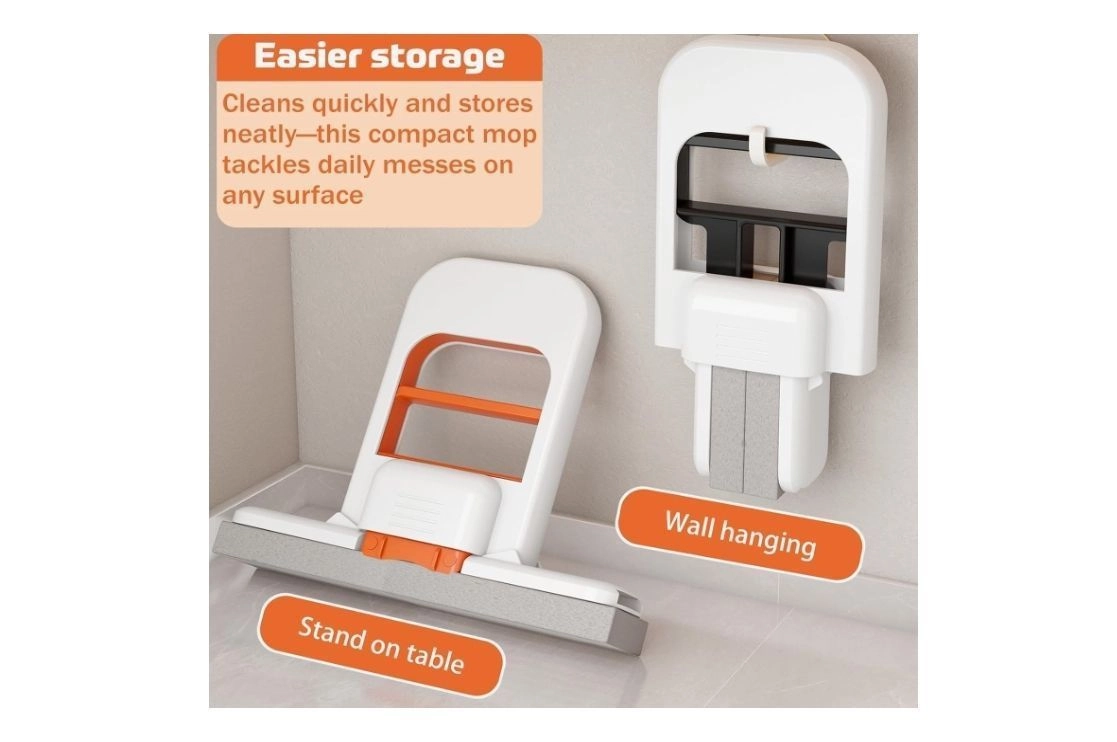 Mini Foldable Desktop Mop for Kitchen | Self-Squeeze Sponge Mop for Wet & Dry Cleaning | Portable Handheld Cleaning Tool for Glass, Bathroom, Living Room & Small Spaces 4