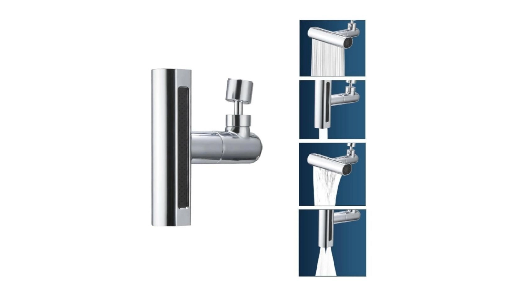 4 in 1 Waterfall Kitchen Faucet - 360°Swivel, Splash-Proof Head, High Arc Sink Faucet for Washing Fruit, Vegetable 1