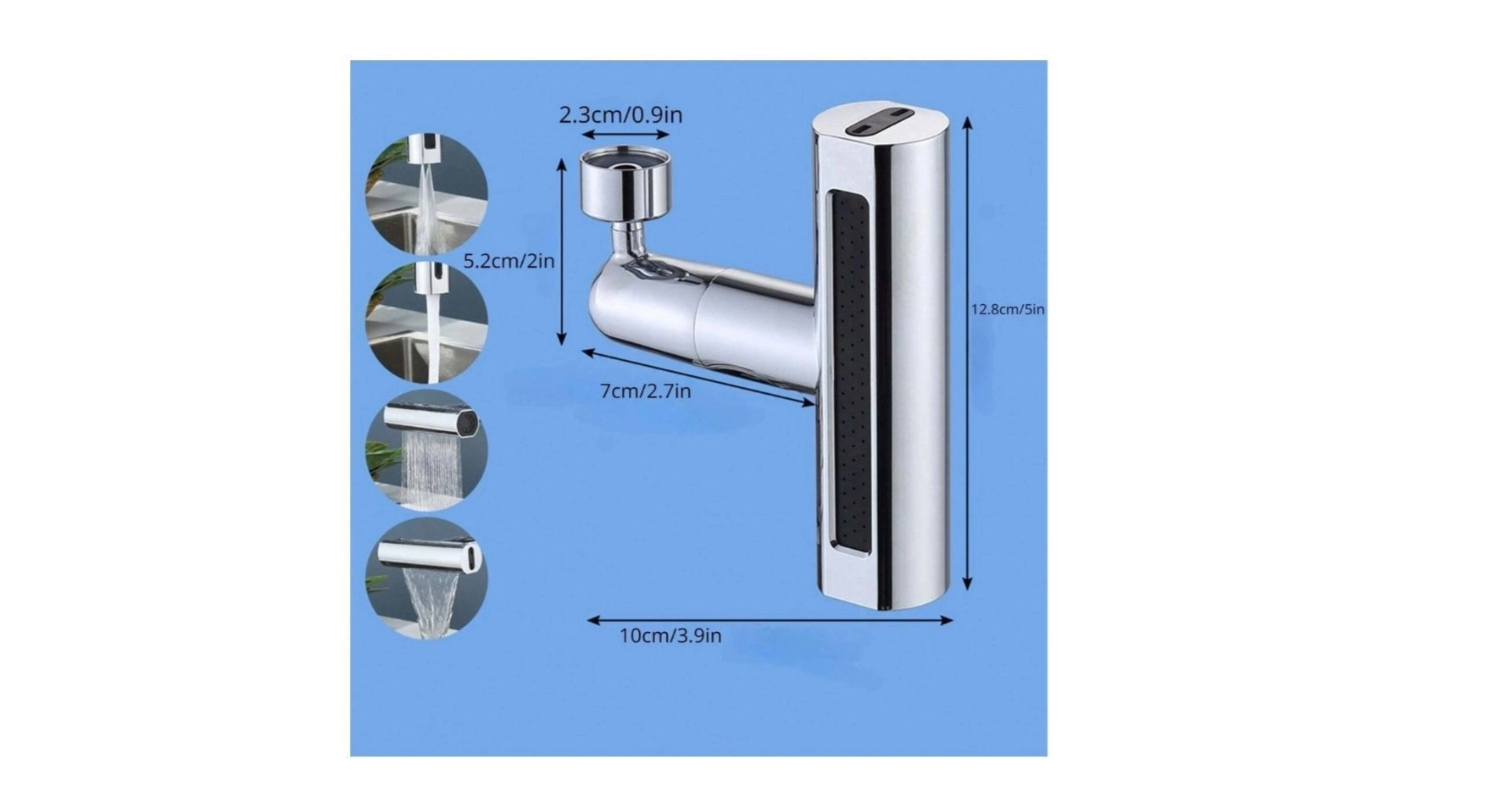 4 in 1 Waterfall Kitchen Faucet - 360°Swivel, Splash-Proof Head, High Arc Sink Faucet for Washing Fruit, Vegetable 4