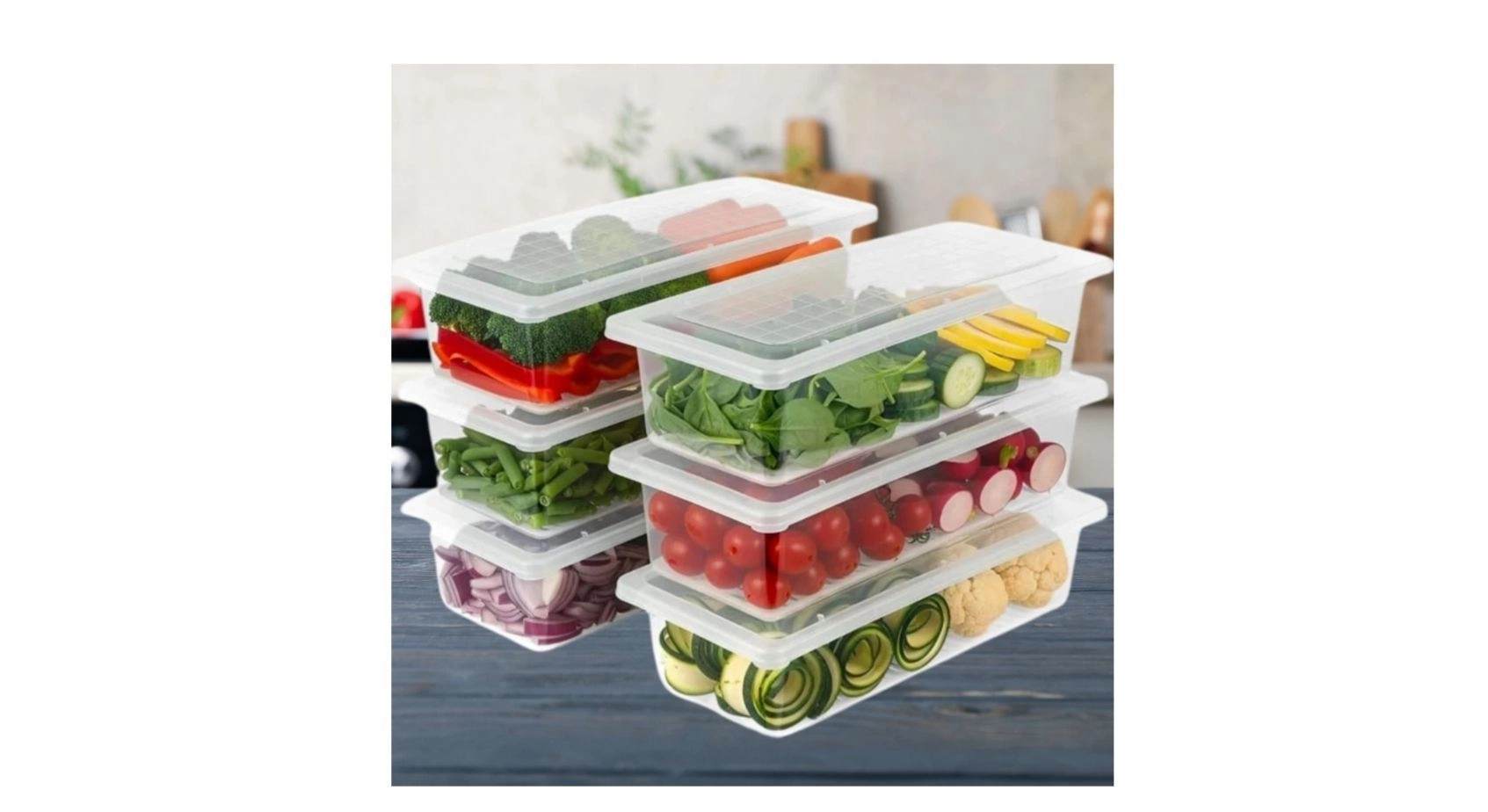 Fridge Storage Containers (Pack of 3), Fridge Organiser Storage Boxes with Removable Drain Plate, Fridge Organizer, Fridge Storage Box Kitchen Containers Keep Fruits Vegetables Fresher 1500 ML