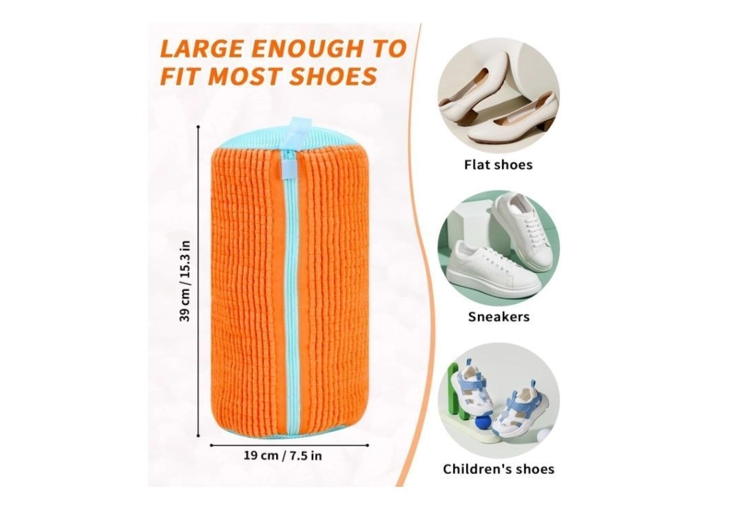 Shoe Washing Machine Bag, Upgraded Laundry Shoe Bag with YKK Zipper, 360° Clean Shoe Bag for Washing Machine, Reusable Shoe Laundry Bag for All Size Shoes(Yellow) 2