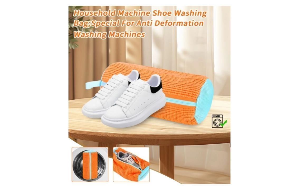 Shoe Washing Machine Bag, Upgraded Laundry Shoe Bag with YKK Zipper, 360° Clean Shoe Bag for Washing Machine, Reusable Shoe Laundry Bag for All Size Shoes(Yellow) 4