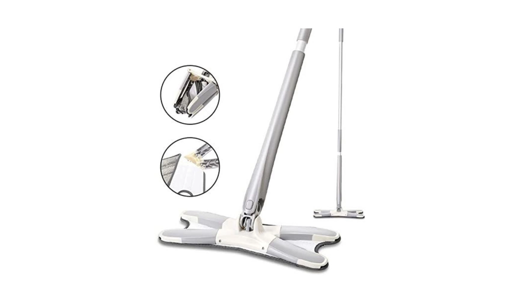 X Shape Microfiber Mop for Floor Cleaning,Dust Self Wringing,Ceramic & Wood Floor Cleaner ,Dry Wet Hands-Free Manual Extrusion Household Cleaning Tool , Holder 1