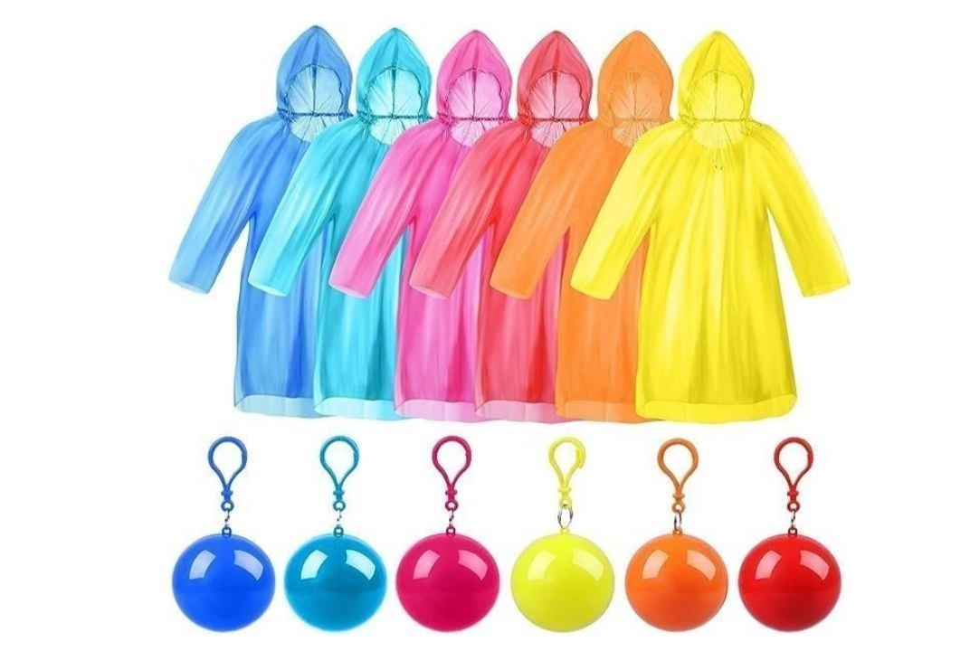 Ball Raincoat Emergency Rain Poncho, Disposable Waterproof Raincoats Compact & Lightweight | Unisex Free Size for Travel, Camping, Hiking & Outdoor Multicolor