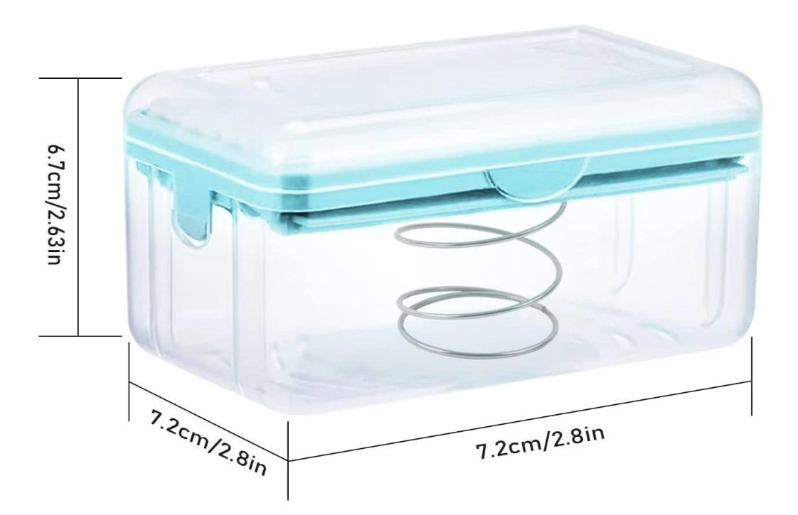 Plastic 2-in-1 Portable Laundry Rolling Soap Box Soap Bar Box Dispenser with Rubber Roller Foaming Soap Saver with Drain Holes and Spring Travel Soap Holder, Multicolor pack of 2 pcs 2