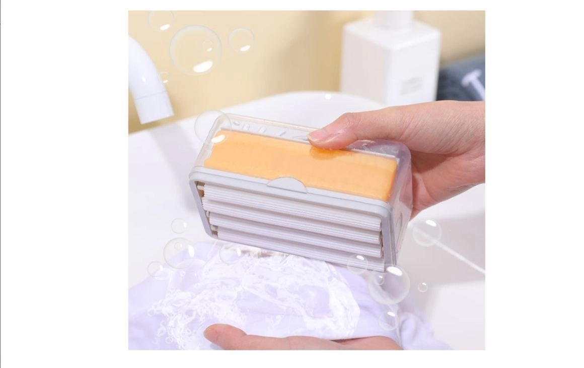 Plastic 2-in-1 Portable Laundry Rolling Soap Box Soap Bar Box Dispenser with Rubber Roller Foaming Soap Saver with Drain Holes and Spring Travel Soap Holder, Multicolor pack of 2 pcs 3