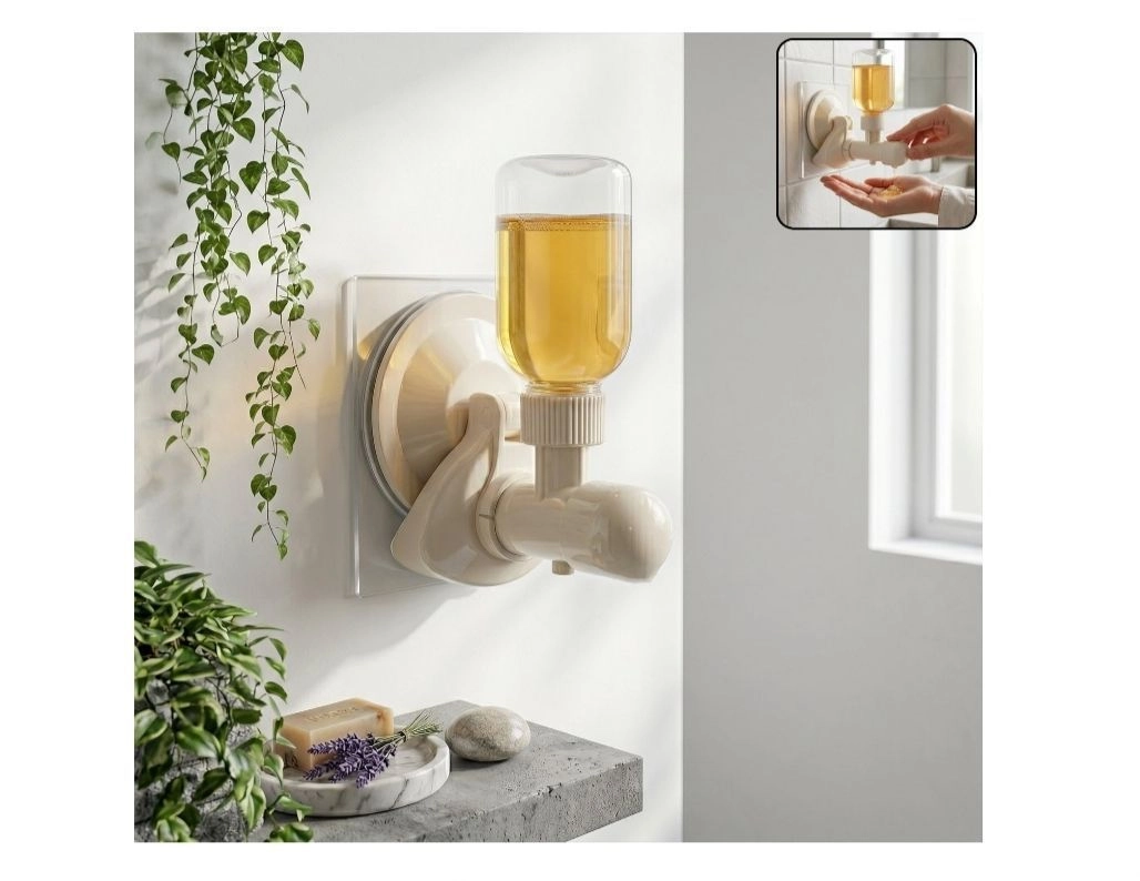 Wall Mounted Liquid Soap Dispenser | Leak-Proof Design, Easy to Refill, Bathroom & Kitchen Use, No Drilling Required, Reusable Bottle