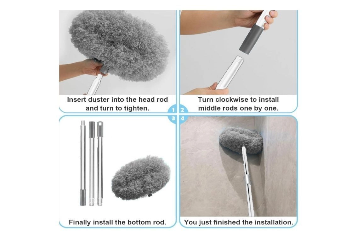 Fan Cleaner Brush with Long Rod Flexible Fan Cleaning Mop Microfiber Dust Cleaner Foldable Duster for Home Cleaning, Kitchen, Ceiling 2