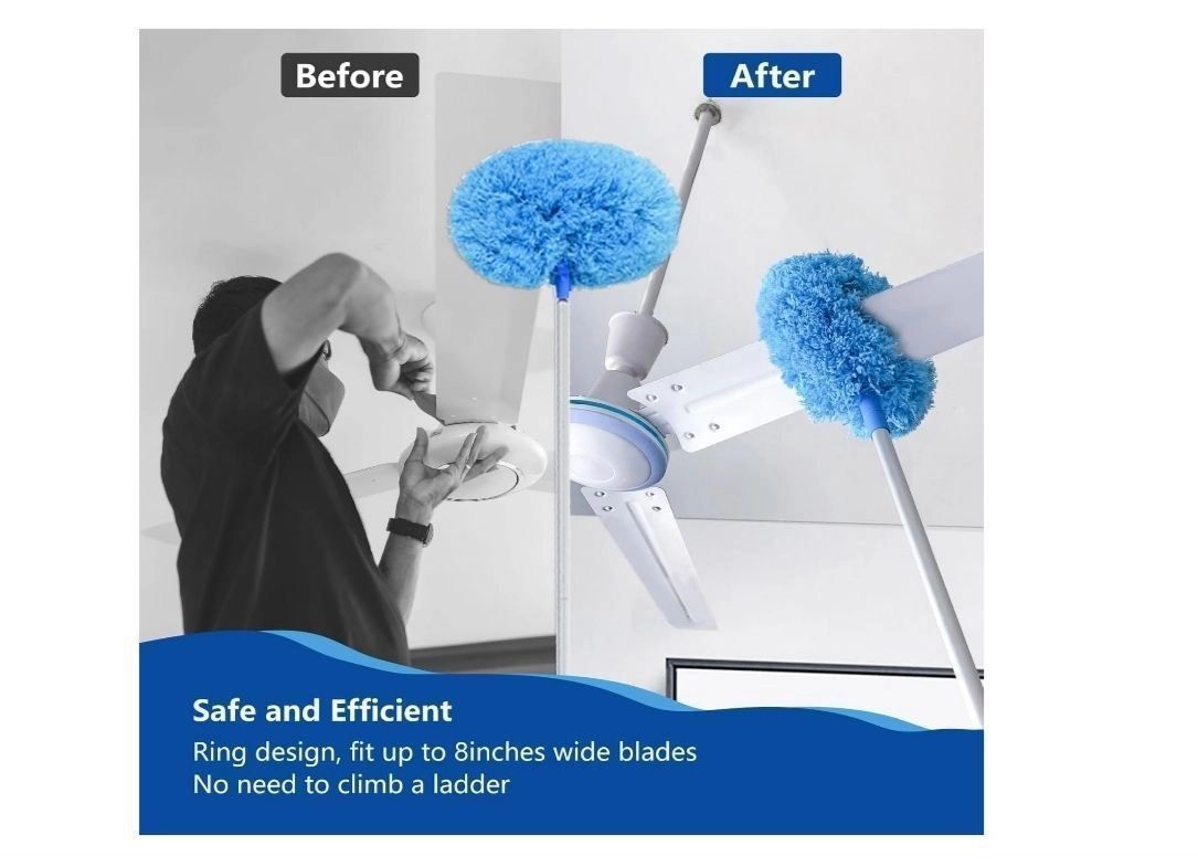 Fan Cleaner Brush with Long Rod Flexible Fan Cleaning Mop Microfiber Dust Cleaner Foldable Duster for Home Cleaning, Kitchen, Ceiling 4