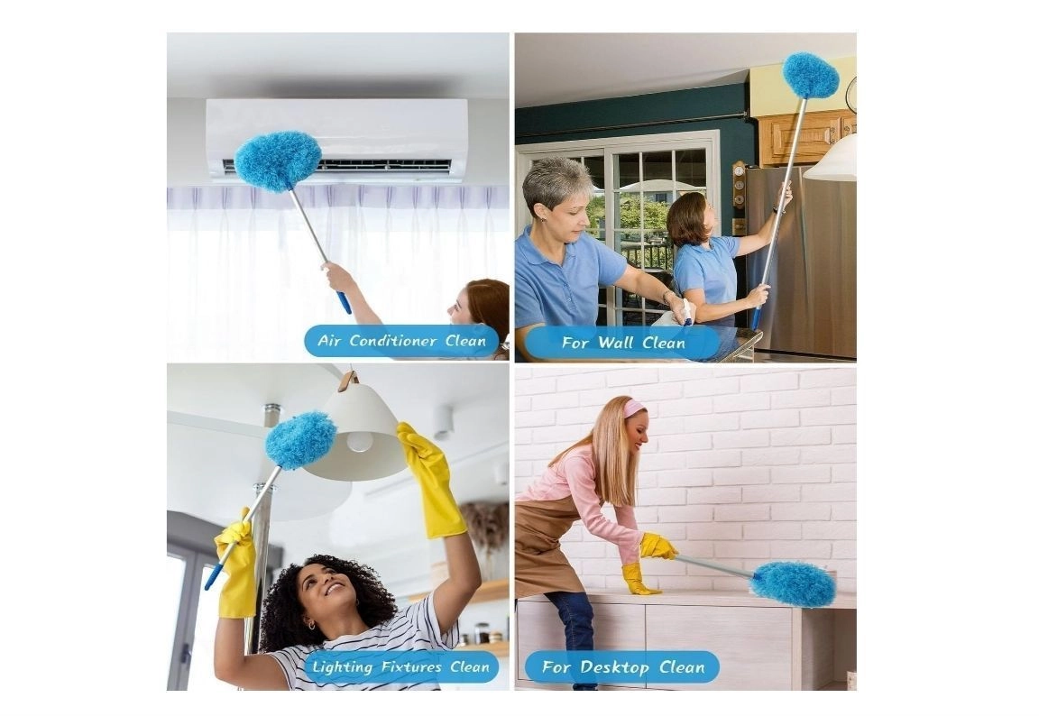 Fan Cleaner Brush with Long Rod Flexible Fan Cleaning Mop Microfiber Dust Cleaner Foldable Duster for Home Cleaning, Kitchen, Ceiling 5
