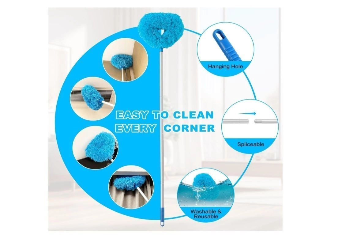 Fan Cleaner Brush with Long Rod Flexible Fan Cleaning Mop Microfiber Dust Cleaner Foldable Duster for Home Cleaning, Kitchen, Ceiling 6
