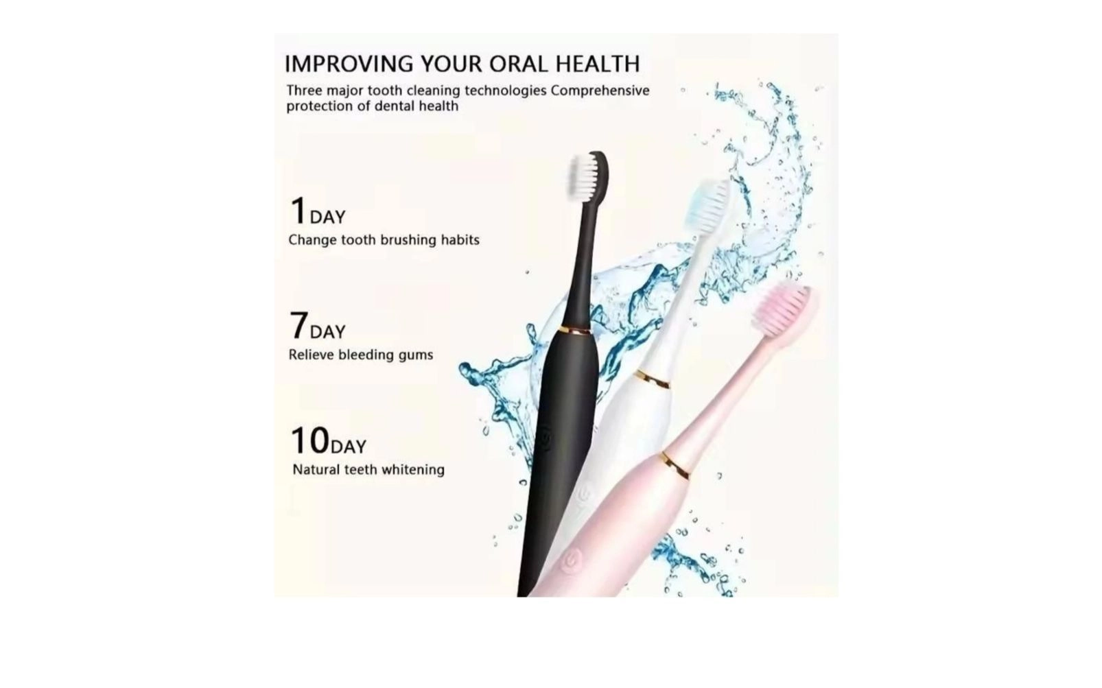 Sonic X3 Electric Toothbrush for Adults & Kids Rechargeable IPX7 Waterproof with 4 Brush Heads 5 Cleaning Modes Smart Timer Soft Bristles Whitening & Deep Cleaning White 2