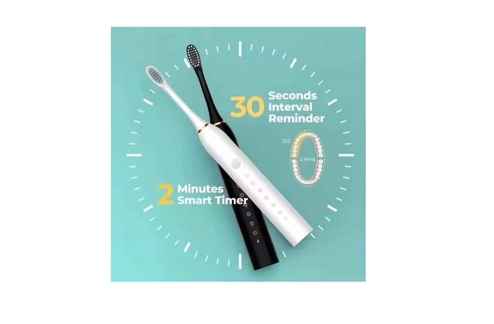 Sonic X3 Electric Toothbrush for Adults & Kids Rechargeable IPX7 Waterproof with 4 Brush Heads 5 Cleaning Modes Smart Timer Soft Bristles Whitening & Deep Cleaning White 3