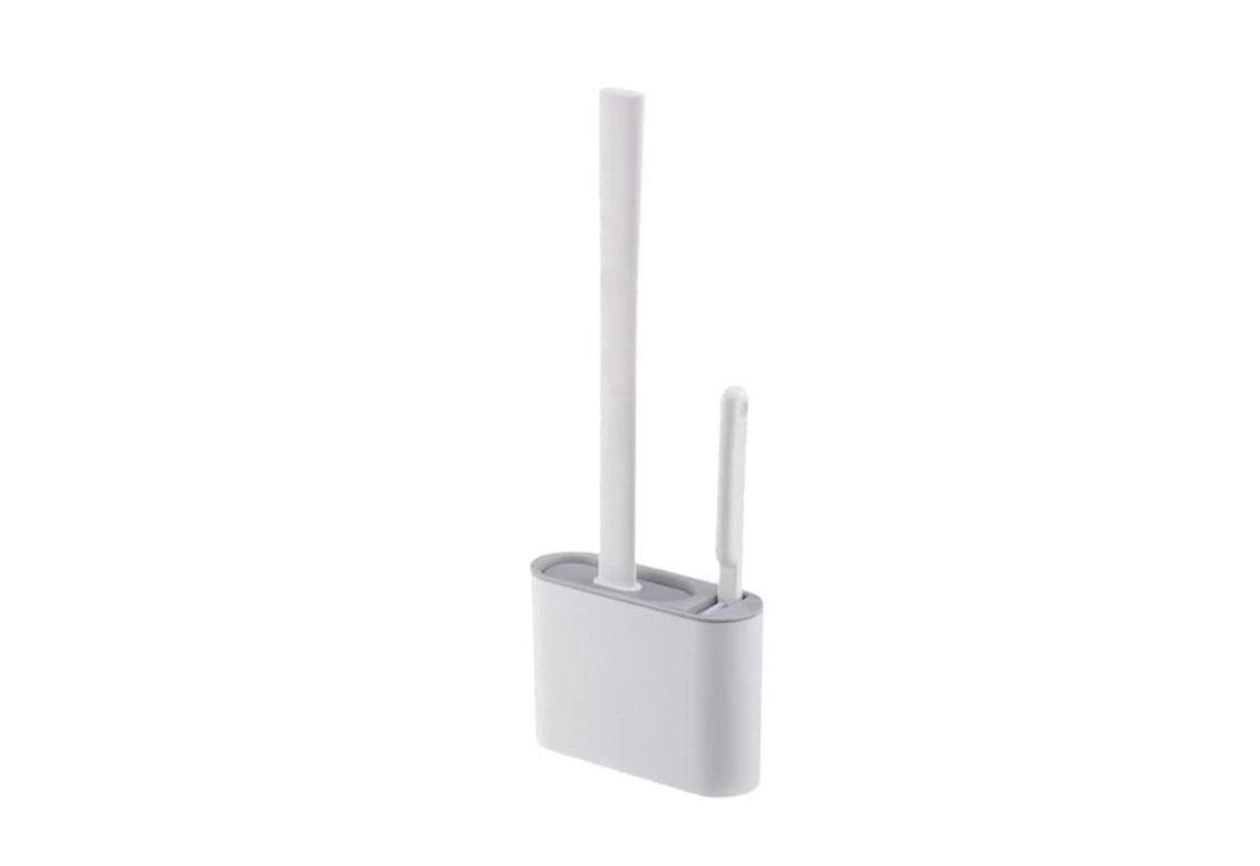 2-in-1 Toilet Brush Set with Holder, Wall Mounted Silicone Toilet Cleaning Brush with Hanging Stand, Soft Flexible Bristles for Deep Cleaning, Quick Dry Hygienic Bathroom Cleaner, Space Saving Design 1