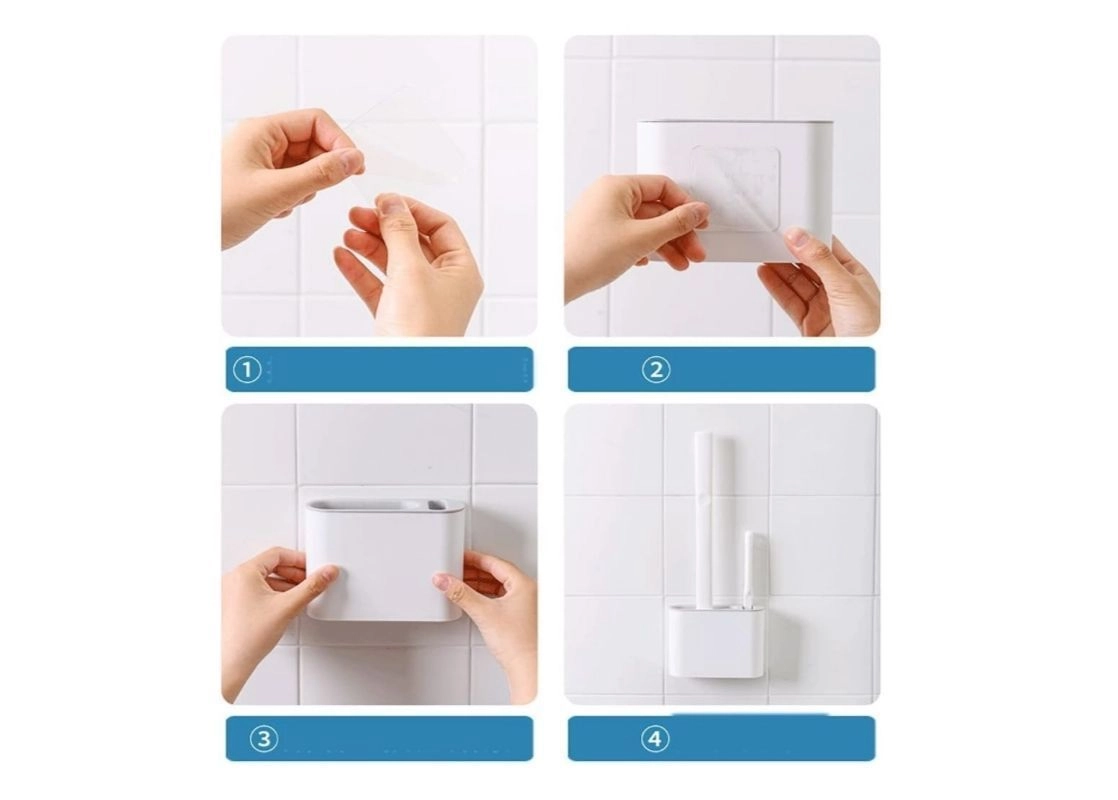 2-in-1 Toilet Brush Set with Holder, Wall Mounted Silicone Toilet Cleaning Brush with Hanging Stand, Soft Flexible Bristles for Deep Cleaning, Quick Dry Hygienic Bathroom Cleaner, Space Saving Design 5