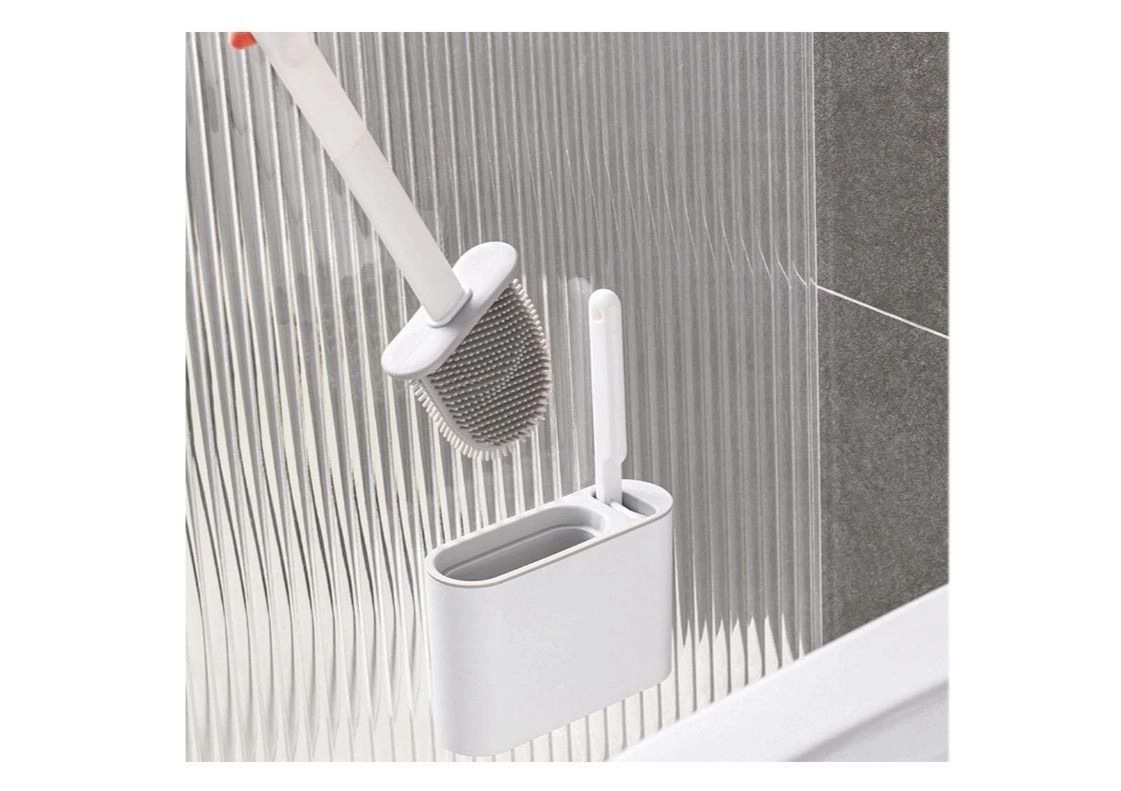 2-in-1 Toilet Brush Set with Holder, Wall Mounted Silicone Toilet Cleaning Brush with Hanging Stand, Soft Flexible Bristles for Deep Cleaning, Quick Dry Hygienic Bathroom Cleaner, Space Saving Design 6