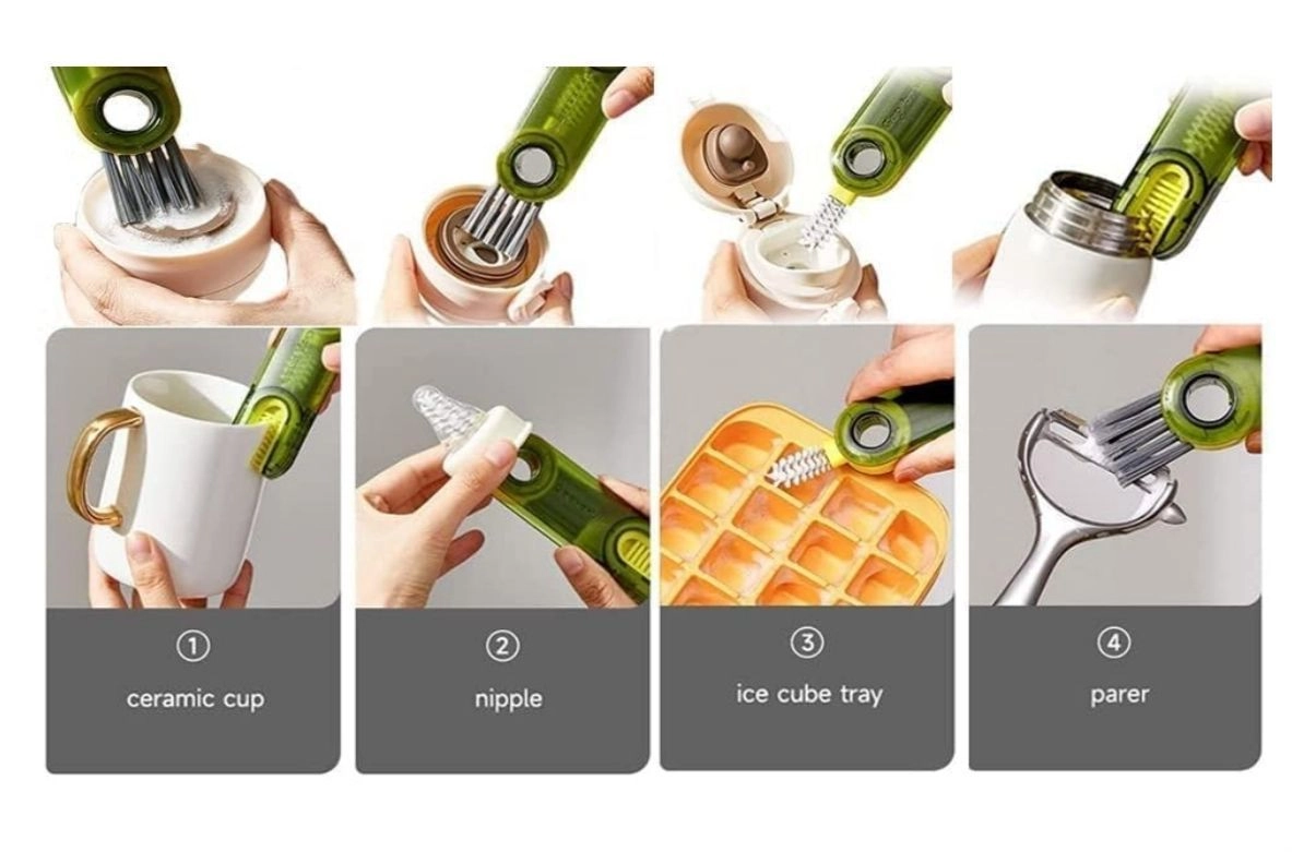 3 in 1 Multifunctional Cleaning Brush, 3 in 1 Tiny Bottle Cup Lid Detail Brush Straw Cleaner Tools Multi-Functional Crevice Cleaning Brush, Multipurpose Bottle Gap Cleaner Brush 2