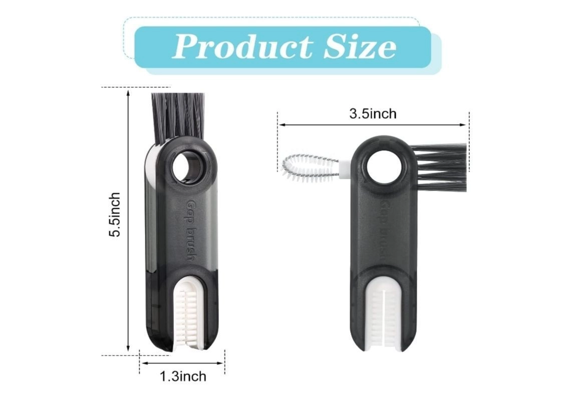 3 in 1 Multifunctional Cleaning Brush, 3 in 1 Tiny Bottle Cup Lid Detail Brush Straw Cleaner Tools Multi-Functional Crevice Cleaning Brush, Multipurpose Bottle Gap Cleaner Brush 3