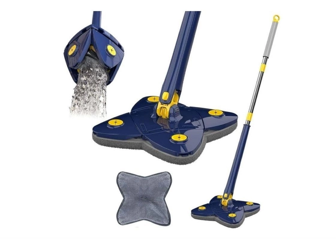 360° Rotating X-Shape Design Cleaning Mop with Long Handle | Microfiber Dusting Mop for Ceiling, Walls, Floor & Under Furniture | Adjustable Gap Cleaning for Home & Bathroom (4 Side) 1