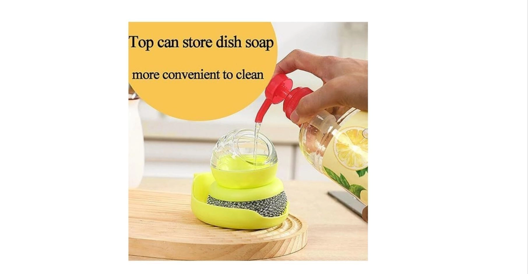 Ball Pot Brush Scrubber Dish Brush with soap Dispenser, Steel Scrubber with Replaceable Ball for Cleaning Dishes, pots, Pans, Grills, Sinks(1pc) 3
