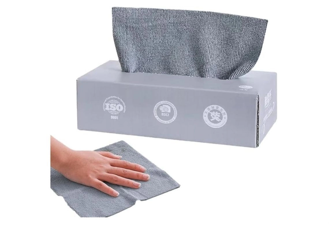 Microfiber Cleaning Cloth - 20 PCS Reusable Microfiber Multi Functional Cleaning and Drying Wipes for Home Kitchen & Office | Strong Absorbent Cleaning Cloth with Dispenser Box (Pack of 1 Box) 1