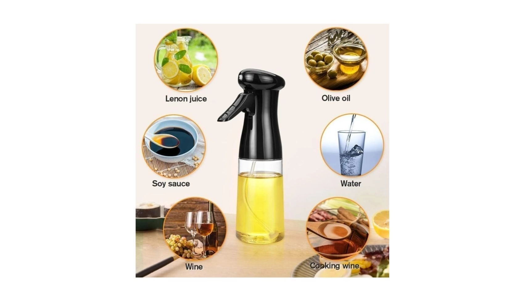 Oil Sprayer for Cooking, 220ml Glass Oil Dispenser Bottle Spray Mister, Refillable Food Grade Oil Vinegar Spritzer Sprayer Bottles for Kitchen,Air Fryer,Salad,Baking 2