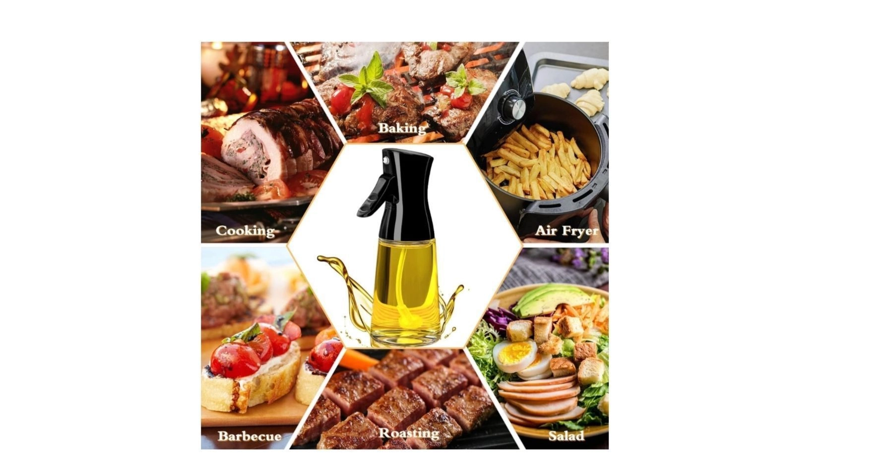 Oil Sprayer for Cooking, 220ml Glass Oil Dispenser Bottle Spray Mister, Refillable Food Grade Oil Vinegar Spritzer Sprayer Bottles for Kitchen,Air Fryer,Salad,Baking 3