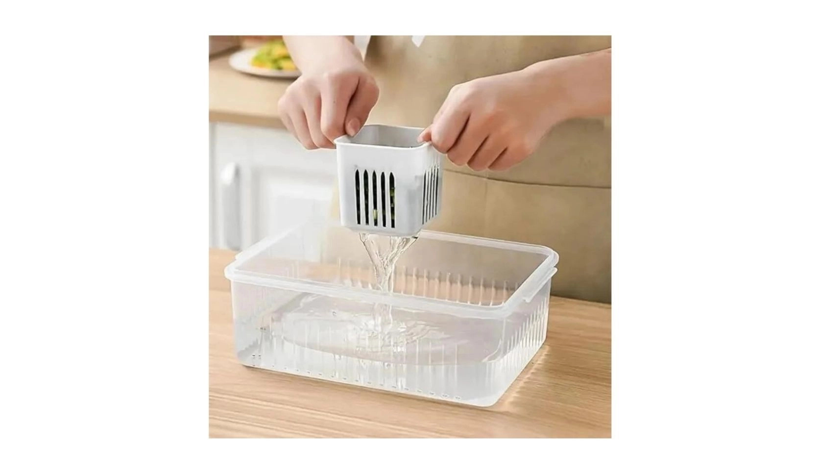 hago Refrigerator Organizer Container with 6 Grid Compartments | 1200 ML Fridge Storage Box for Vegetables & Fruits | BPA-Free Kitchen Storage Container for Fridge Organisation 3
