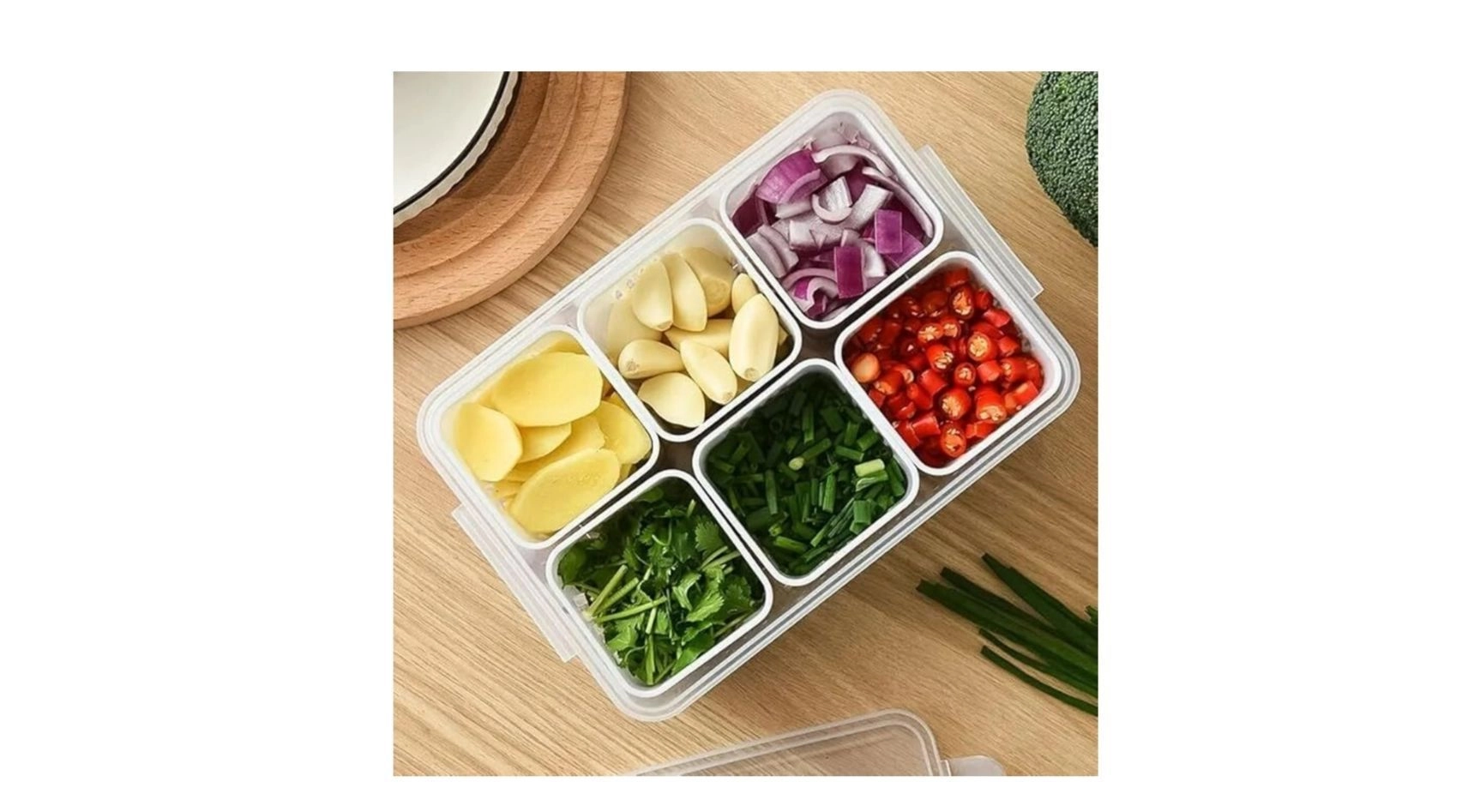 hago Refrigerator Organizer Container with 6 Grid Compartments | 1200 ML Fridge Storage Box for Vegetables & Fruits | BPA-Free Kitchen Storage Container for Fridge Organisation 4