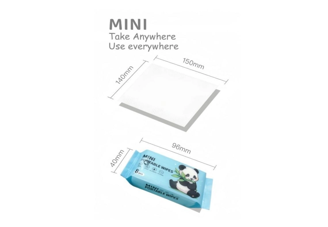 Naivete Mini Portable Disposable Baby Wipes Water Wipes Baby Skin Care Wet Tissue Pocket Travel Friendly for Household Kids Skin Hand Face Sanitizing Cleaning Moisturizing Total 64 Wipes In 8 Pouch, (Pack Of 1, Multi Colour) 2