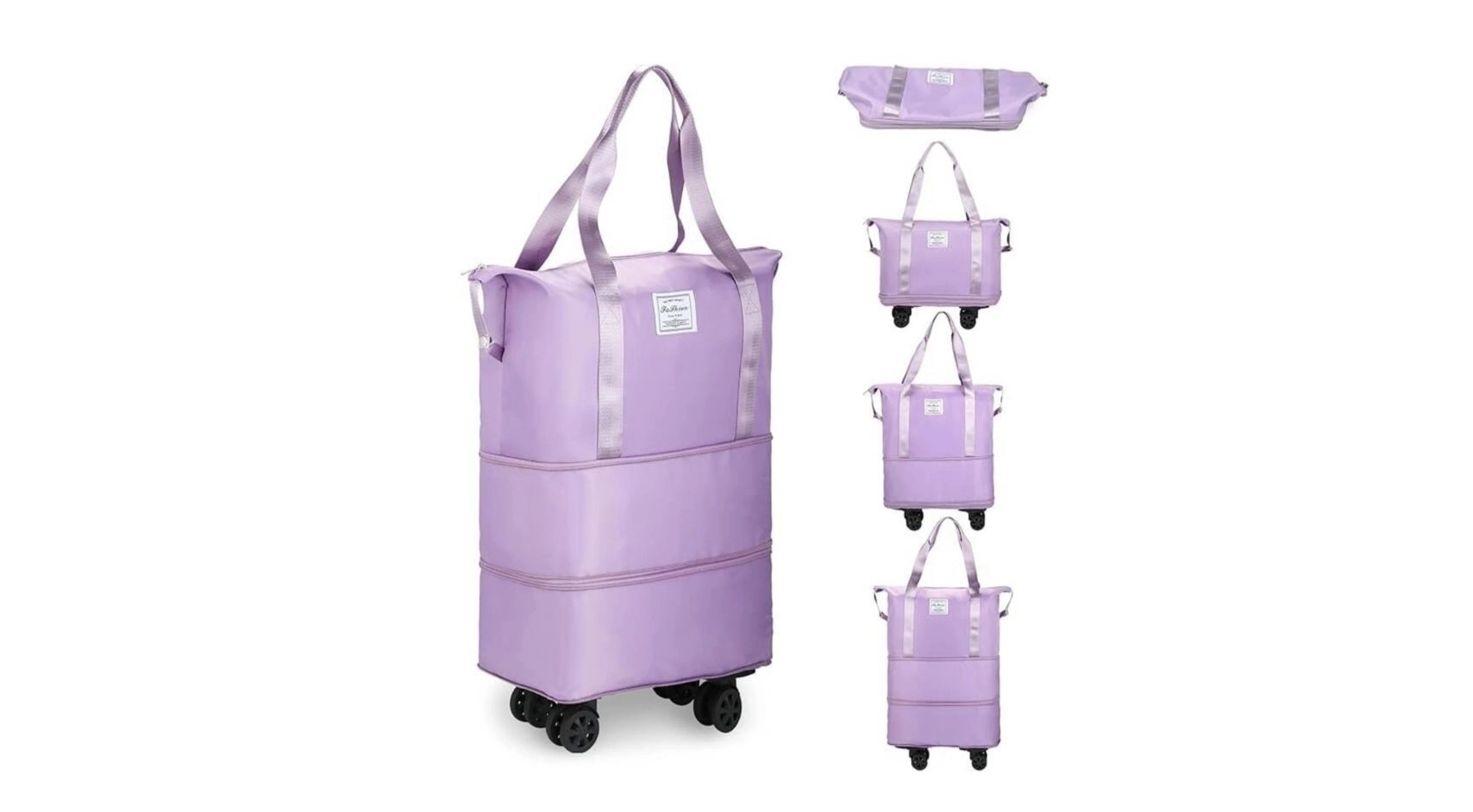 Duffel Trolley Bags for Travel,Luggage Bags for Travel,Rolling Duffle Bag with Wheels,Travel Bags for Luggage Trolley,Expandable Foldable Duffle Bag with Wheels - Purple: 1