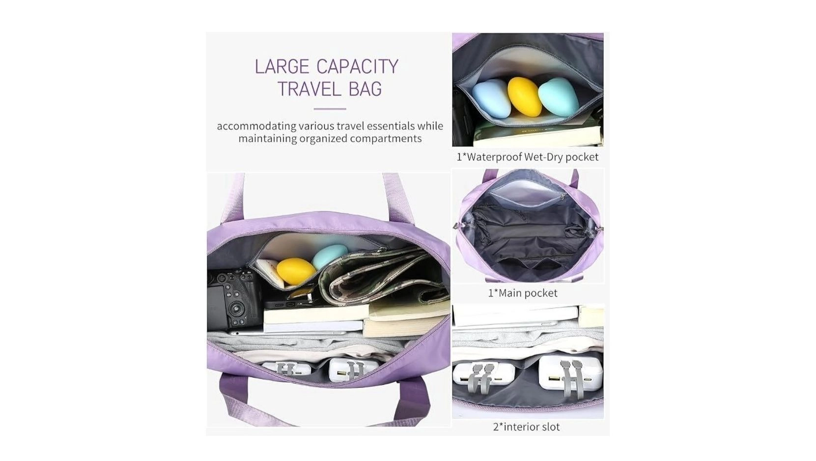 Duffel Trolley Bags for Travel,Luggage Bags for Travel,Rolling Duffle Bag with Wheels,Travel Bags for Luggage Trolley,Expandable Foldable Duffle Bag with Wheels - Purple: 4
