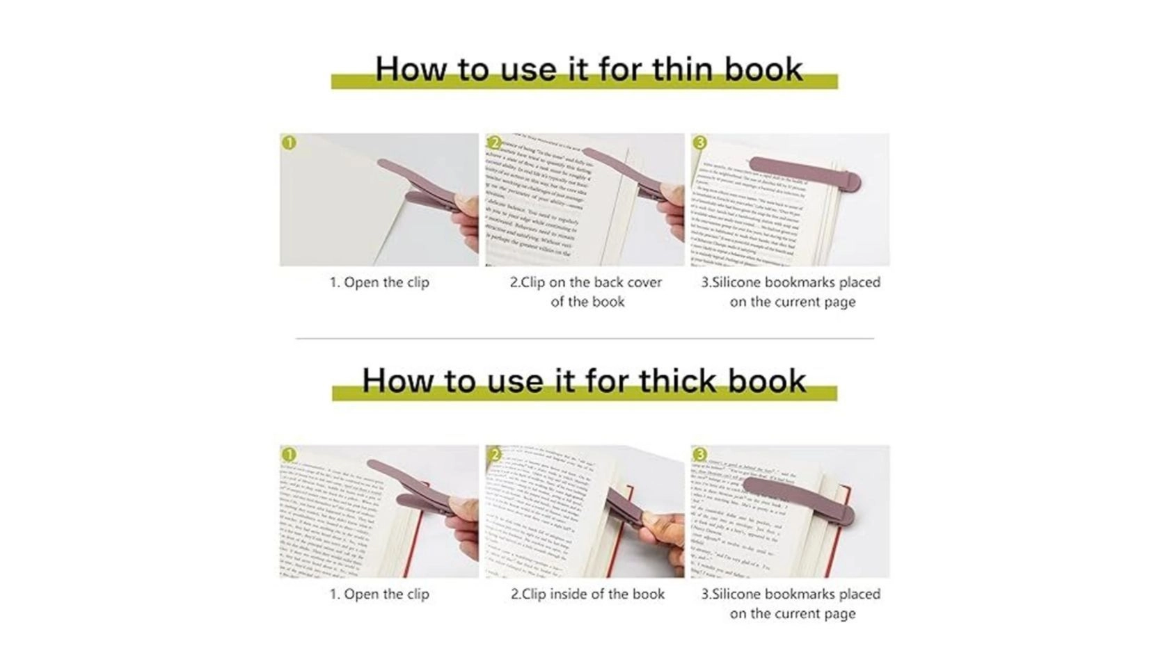3pcs Silicone Automatic Bookmark, No Hassle to Turn The Page, Silicone Book Mark Clip, for Women, Men, Book Lovers, Page Markers for Students Teachers Reading (Pack of 3) 3