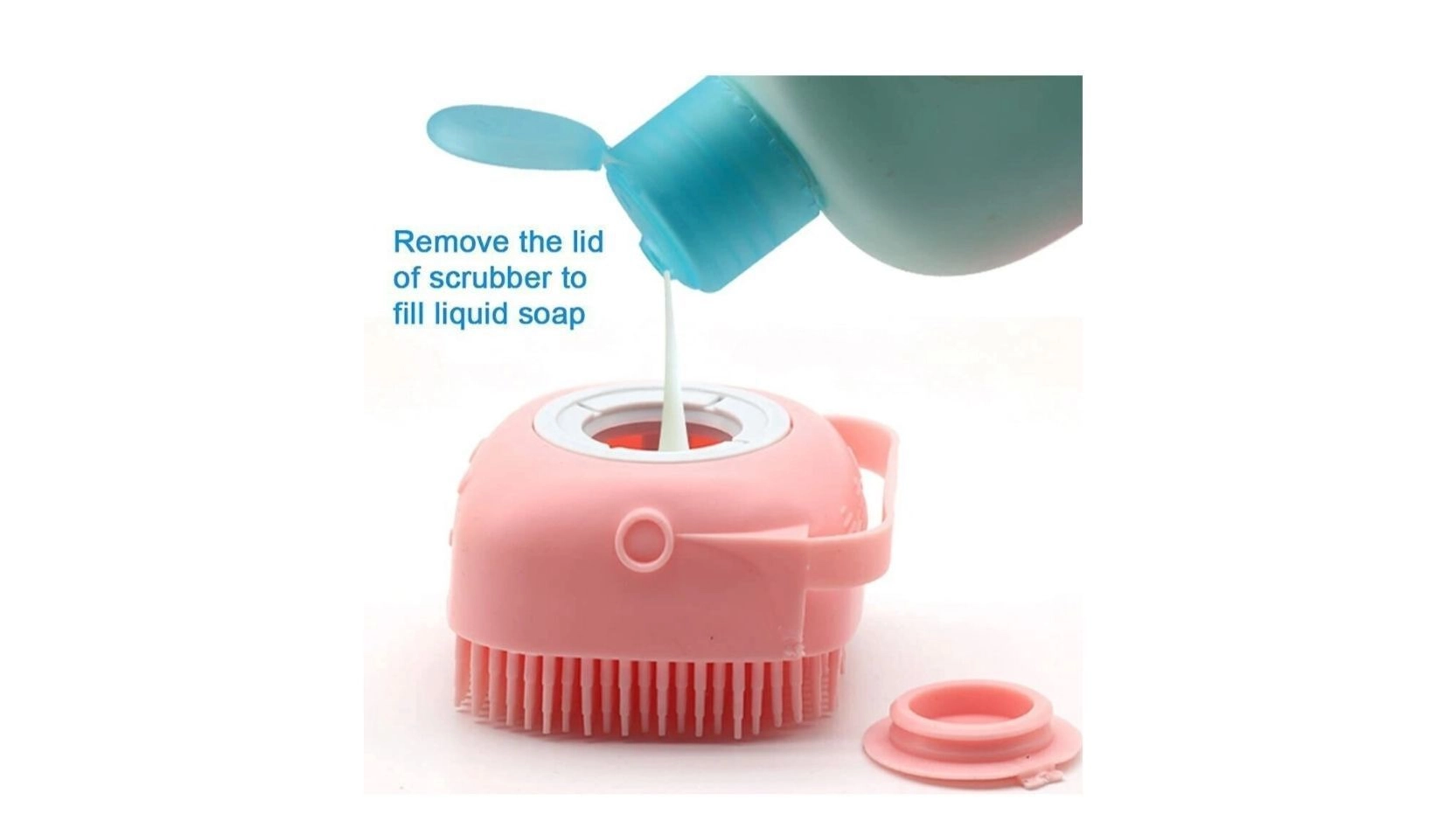 Body Scrubber with Soap Dispenser for Shower, 3 Pack Silicone Exfoliating Brushes, Soft Body Exfoliator, Bath Loofah for Babies, Kids, Women, Men and Pets, 3 Colors 2
