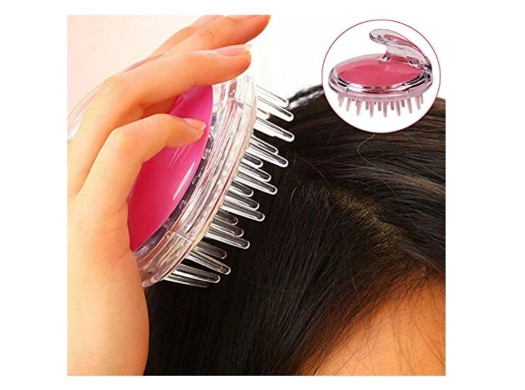 COMBO of Hair Scalp Massager Scrub Shampoo Brush & Silicon Bubble bath Brush with sponge (Random Colors) 1