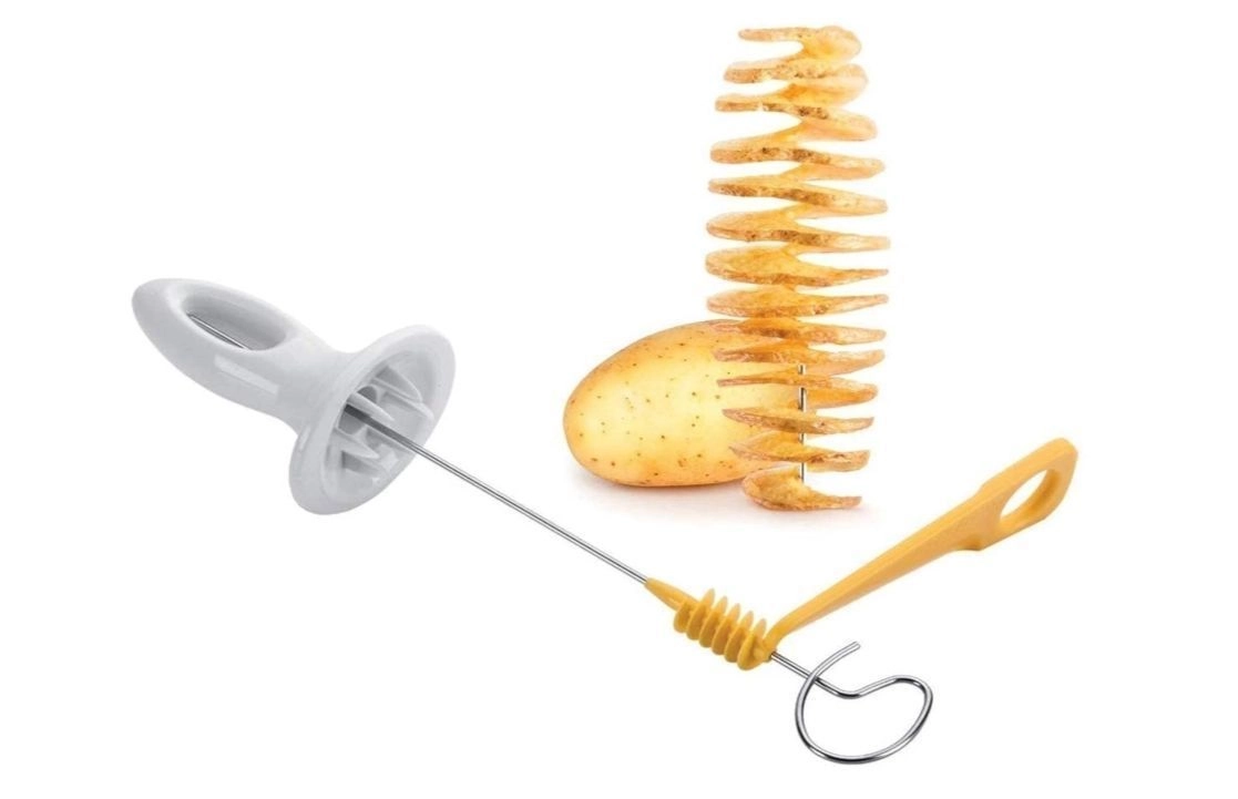 Potato Twister With Silicone Brush Combo,Reusable Tornado Potato Spiral Cutter Slicer Chips Maker - Potato Twister Machine Pack Of 1 (Potato Twister + Silicone Brush), Multicolor 1