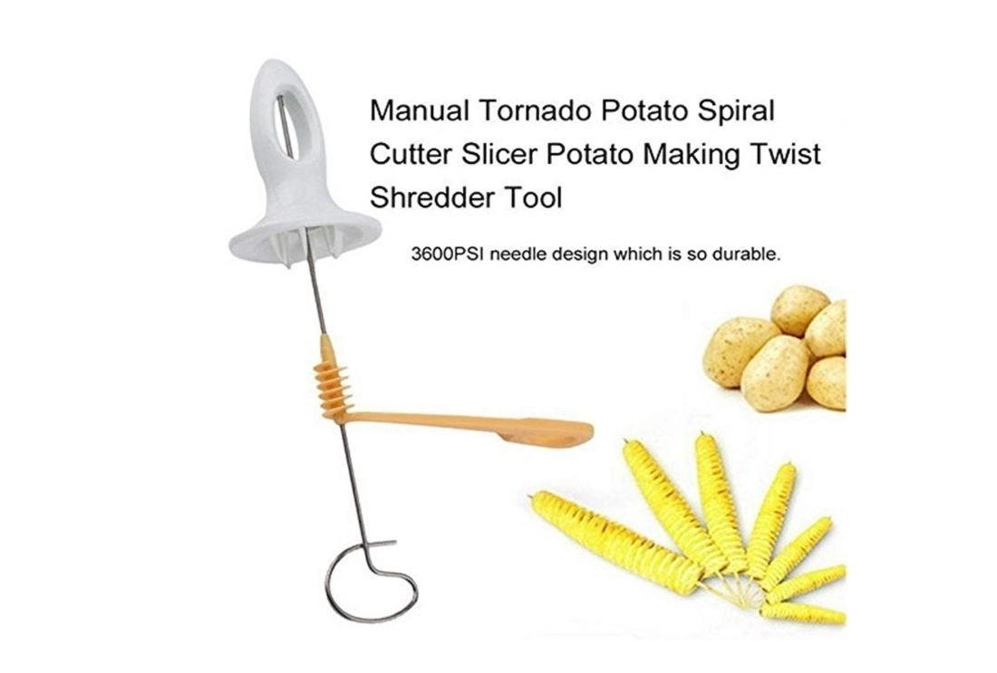 Potato Twister With Silicone Brush Combo,Reusable Tornado Potato Spiral Cutter Slicer Chips Maker - Potato Twister Machine Pack Of 1 (Potato Twister + Silicone Brush), Multicolor 7