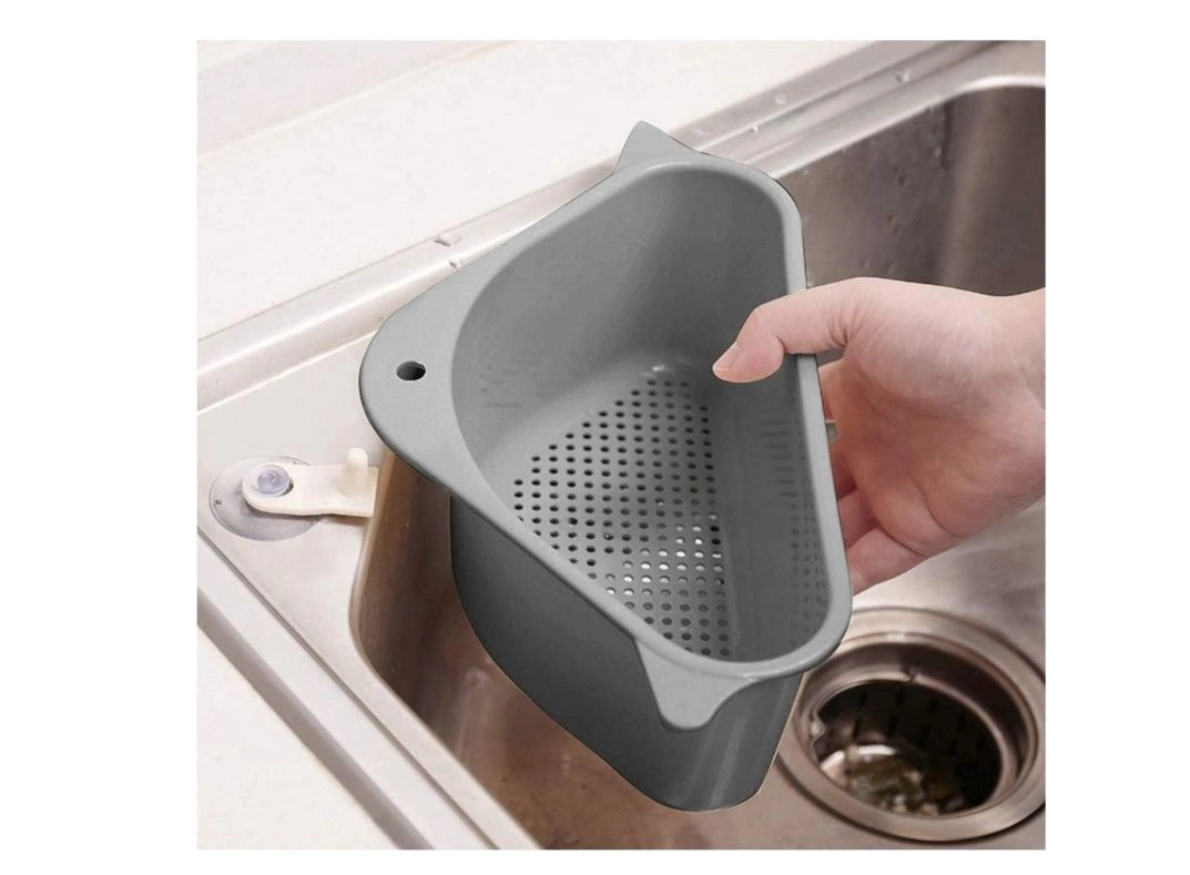 Wishbone Sink Basket Strainer, Multi-Functional Kitchen Triangle Drain Sink Storage Rack, Corner Shelf Sink Sponge Holder 4