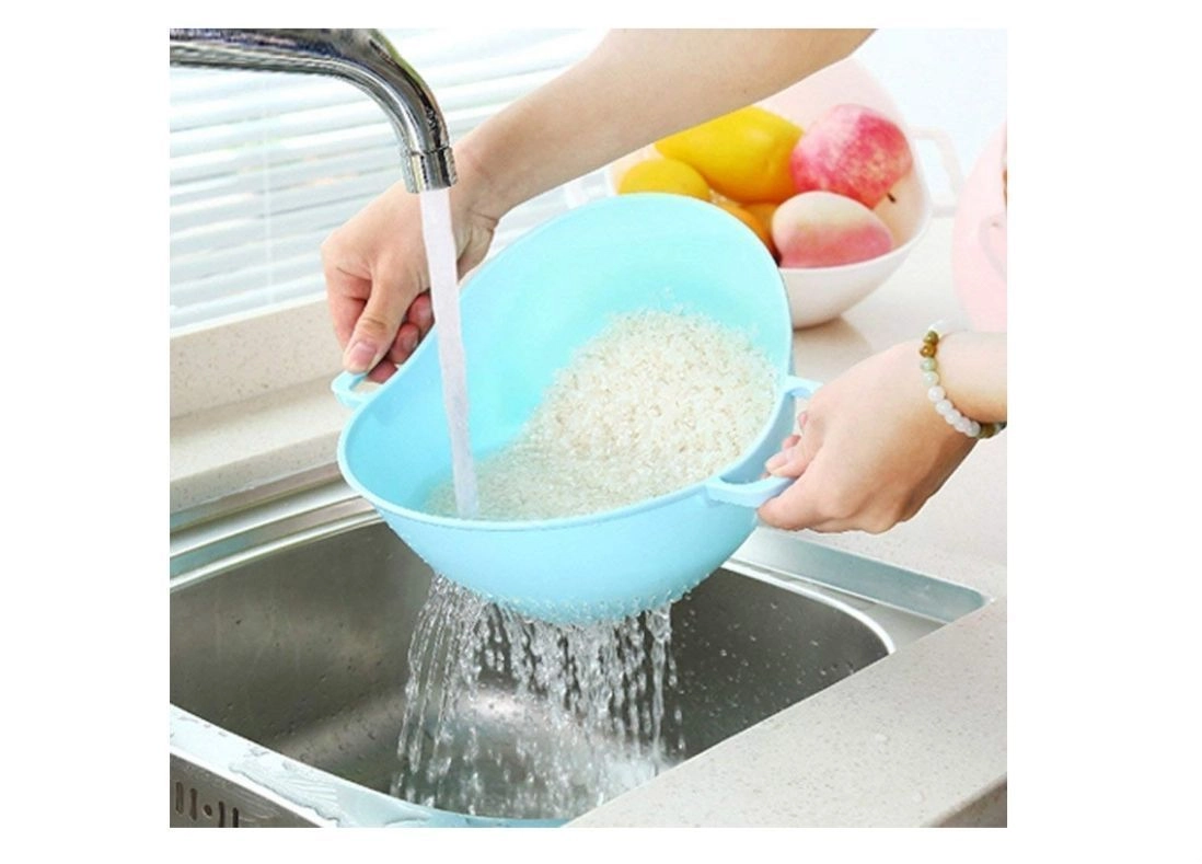 Professional Double Handle Water Strainer or Washer Bowl for Rice Vegetable & Fruits 1