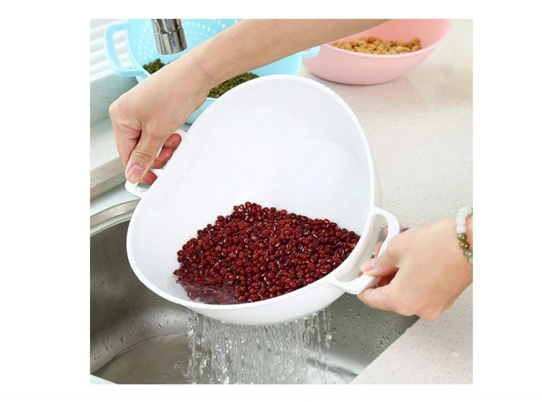 Professional Double Handle Water Strainer or Washer Bowl for Rice Vegetable & Fruits 2