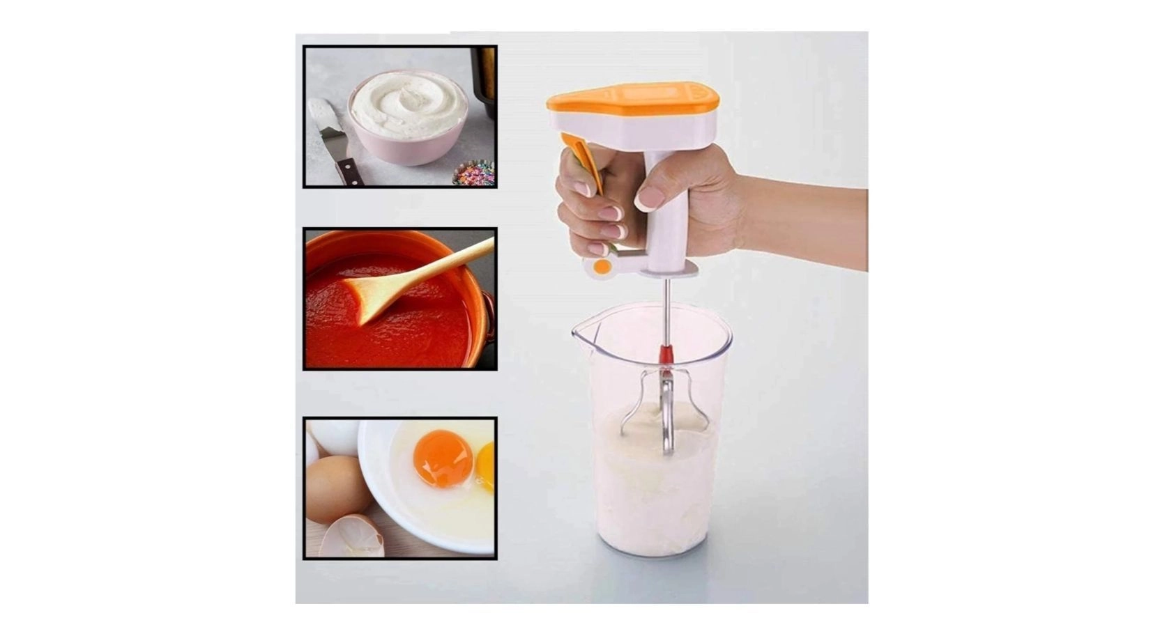 Manual Hand Blender with Heavy-Duty Stainless Steel Beater for Lassi, Buttermilk, Cream, Eggs & Batter Mixing, Easy Grip Handle 3