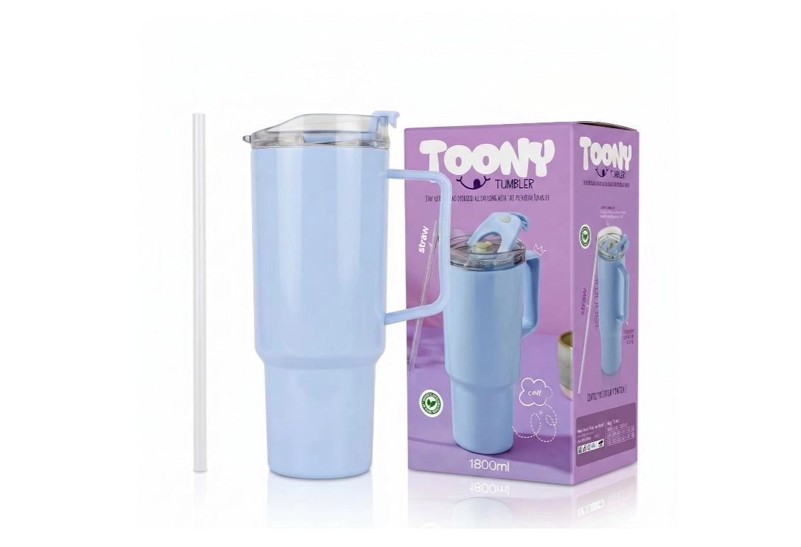 Large Capacity Travel Sipline Tumbler with Handle and Straw Lid (1800ml Approx) 2