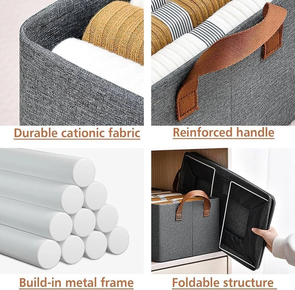 26 L Foldable Storage Box Organizer with Lid & Handles 5