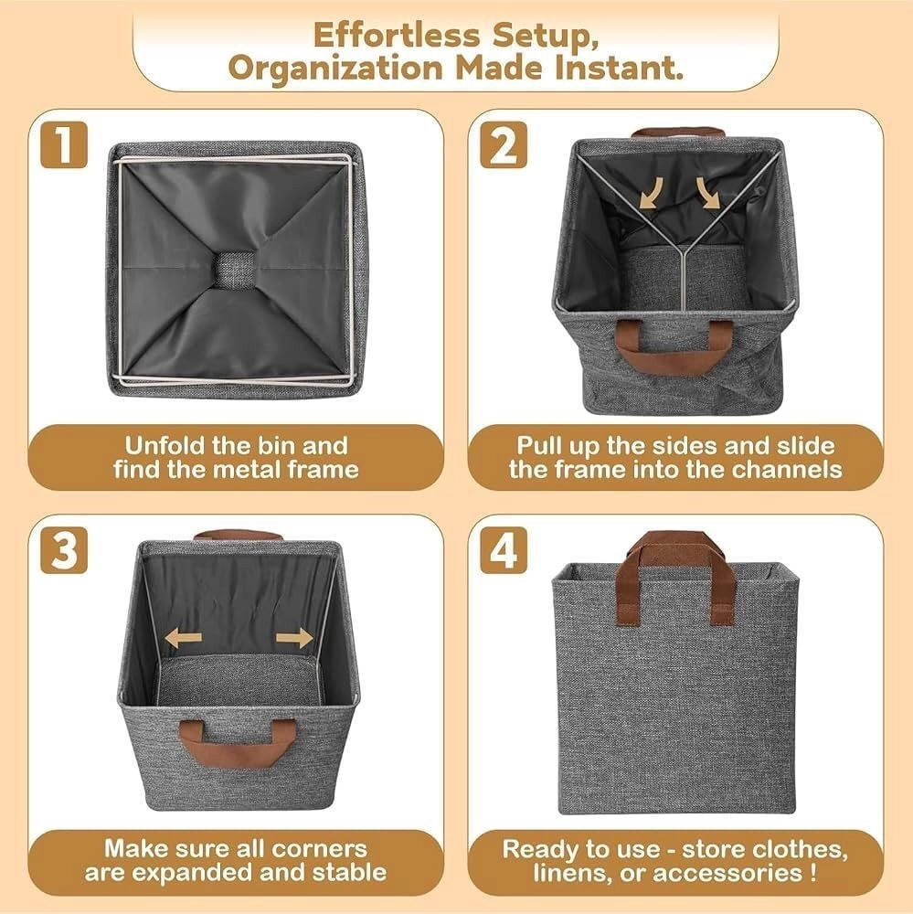 26 L Foldable Storage Box Organizer with Lid & Handles 6