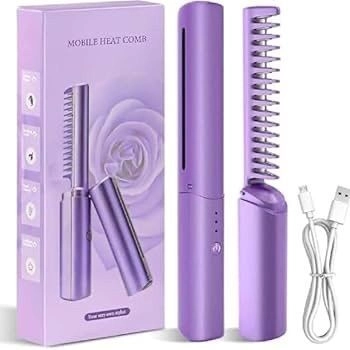 Hair Straightening Comb – Mini Electric Styling Brush for Curl & Straighten